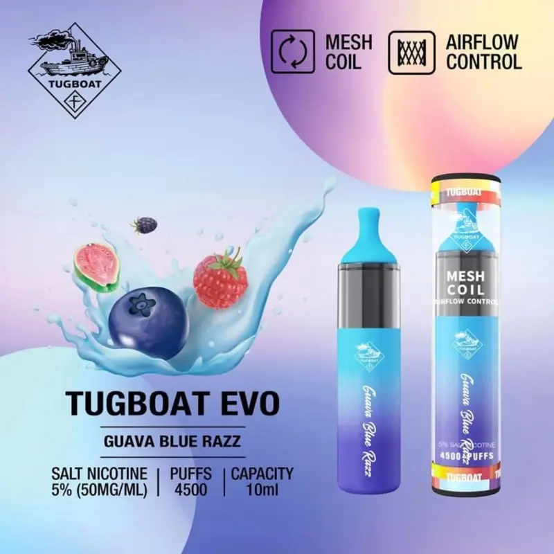 Tugboat EVO Guava Blue Razz – 4500 Puffs Disposable Vape